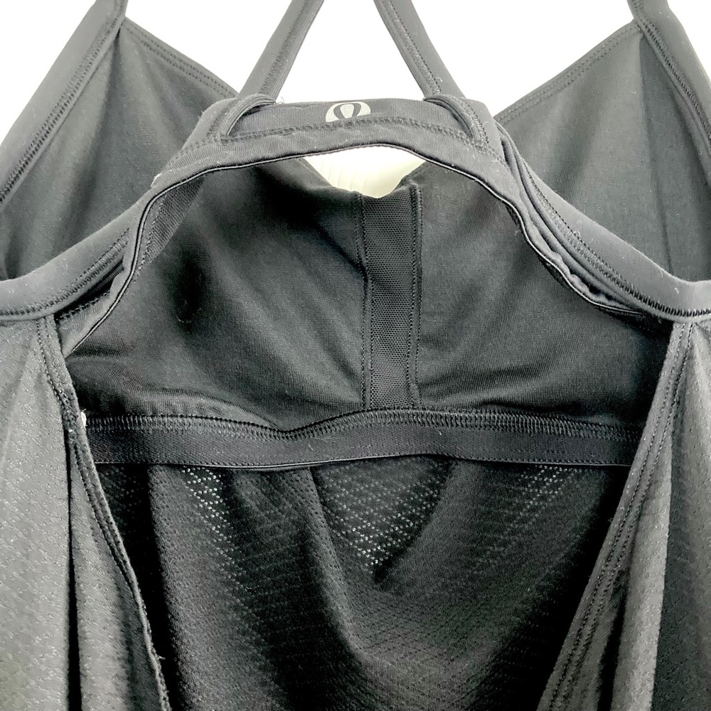 Lululemon C.Y.B. Built in Sports Bra Drape Neck Open Racer Black CYB Tank Top - Picture 5 of 14